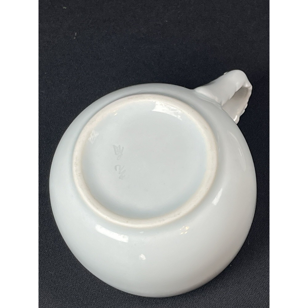 Porcelain Celadon Cabbage Lidded Coffee Tea Cup with Bird Handle Lid Marked - Picture 6 of 10